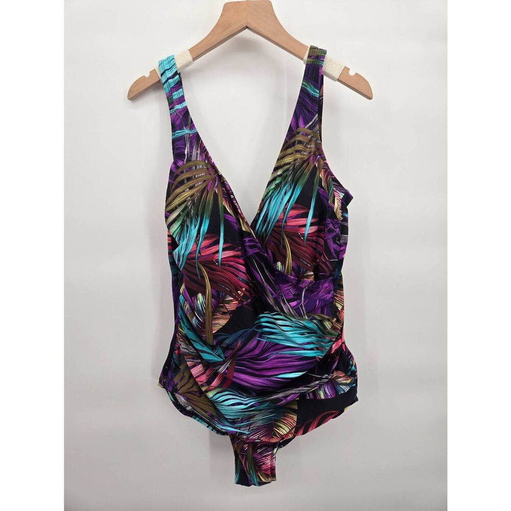 Miradonna by Miraclesuit Swimsuit Size 14 One Piece Flattering Slimming Tropical